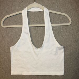 Bozzolo white halter crop top
